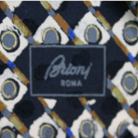 BRIONI Men's 100% Silk Neck Tie Geometric Black - Picture 5 of 7